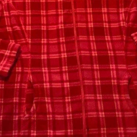 Red Plaid Zip up fleece Jacket XL - Picture 3 of 6